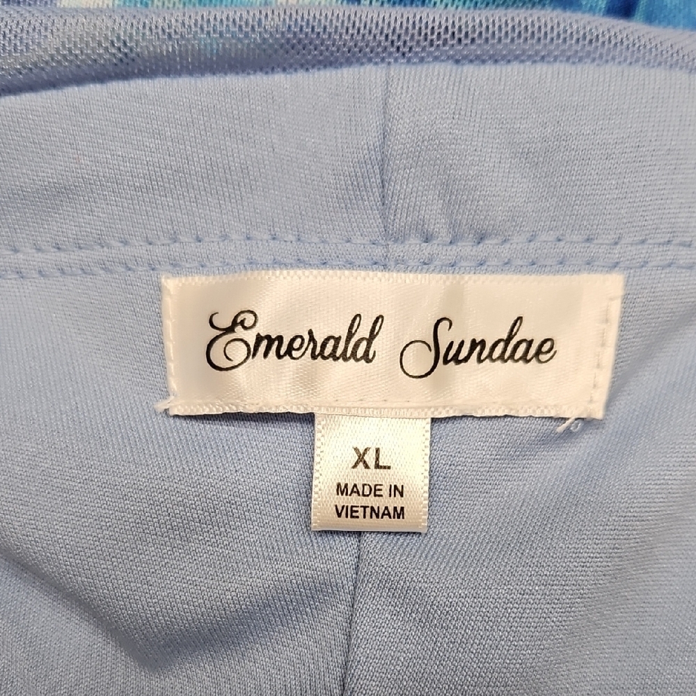 Emerald Sundae Vibrant Blue Floral Ruched Mesh Tank Dress Size L and XL NWT - Picture 9 of 9